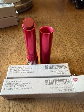 Beautycounter Clean Swipe Hyaluronic Lip Balm in Crush Set of 2 NIB